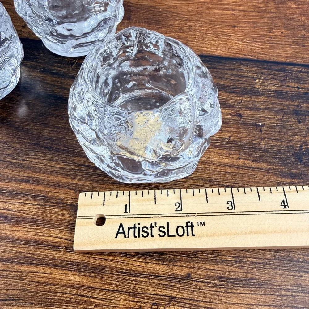 Kosta Boda Snowball Crystal Candle Holders Set of 7 Ann Wolff Sweden